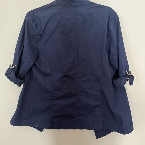 Charter Club dark blue light jacket, side pockets, gold tone buttons, M - Picture 5 of 8